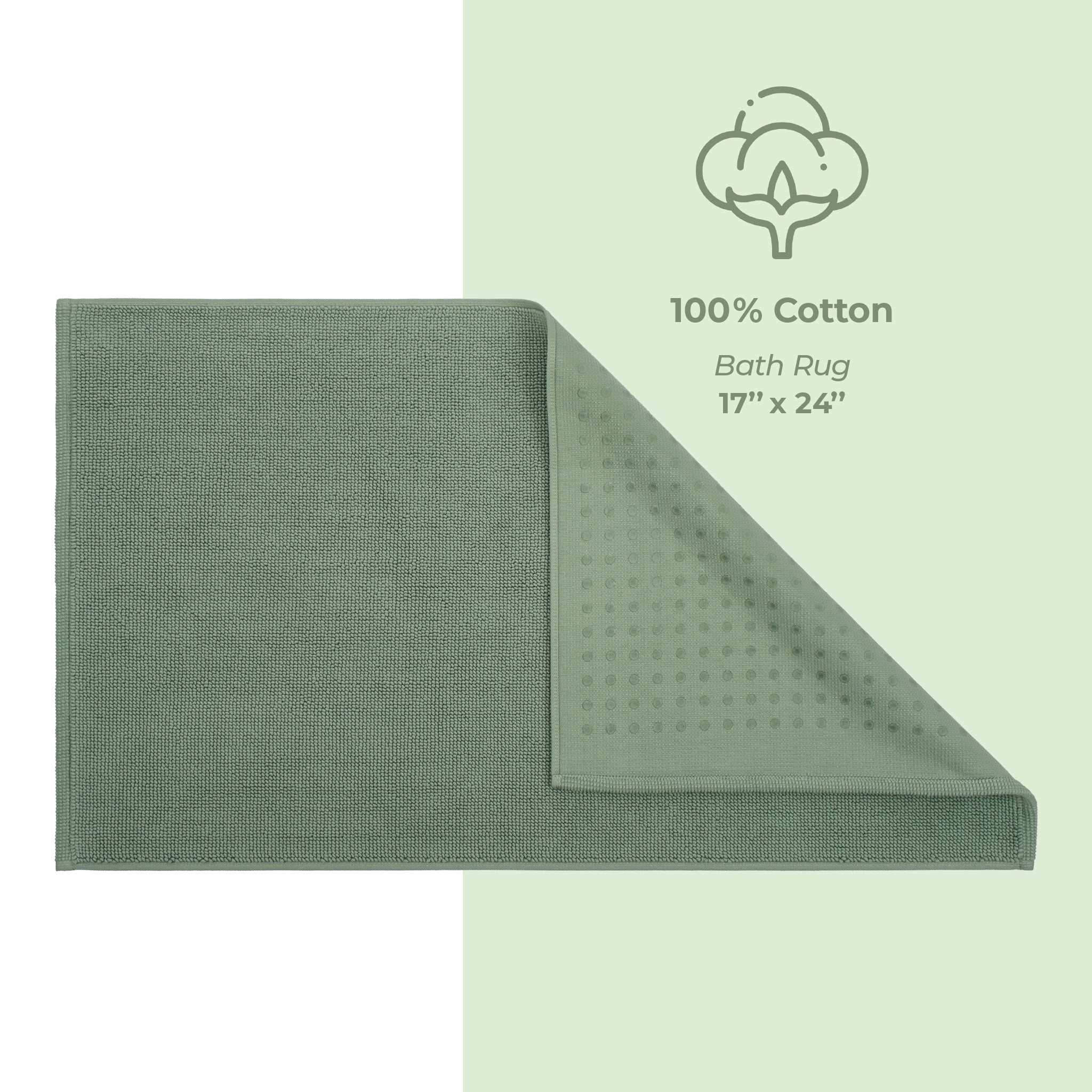 American Soft Linen 100% Cotton Bath Mat Rugs, 17x24 inches with Silicone Backing, Soft Absorbent Grip-Enhanced Bath Mats for Bathroom