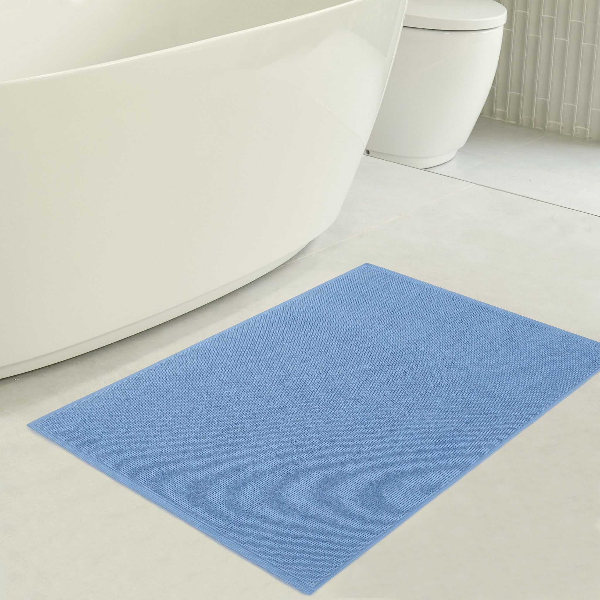 American Soft Linen 100% Cotton Bath Mat Rugs, 17x24 inches with Silicone Backing, Soft Absorbent Grip-Enhanced Bath Mats for Bathroom