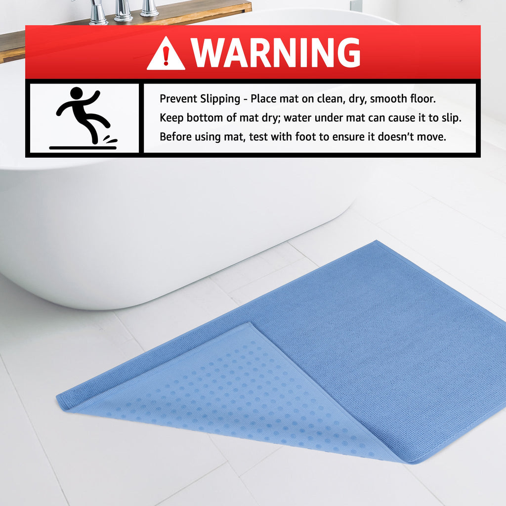 American Soft Linen 100% Cotton Bath Mat Rugs, 17x24 inches with Silicone Backing, Soft Absorbent Grip-Enhanced Bath Mats for Bathroom
