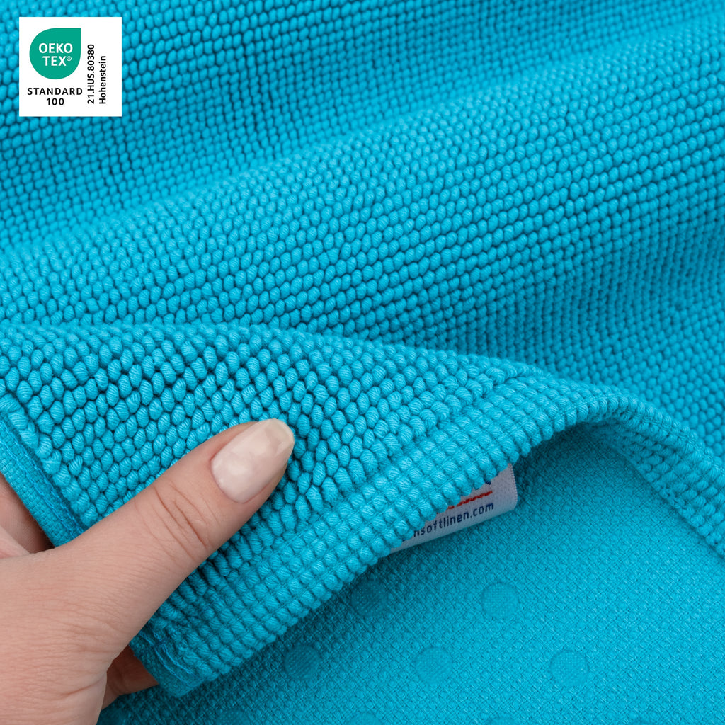 American Soft Linen 100% Cotton Bath Mat Rugs, 20x34 inches with Silicone Backing, Soft Absorbent Grip-Enhanced Bath Mats for Bathroom