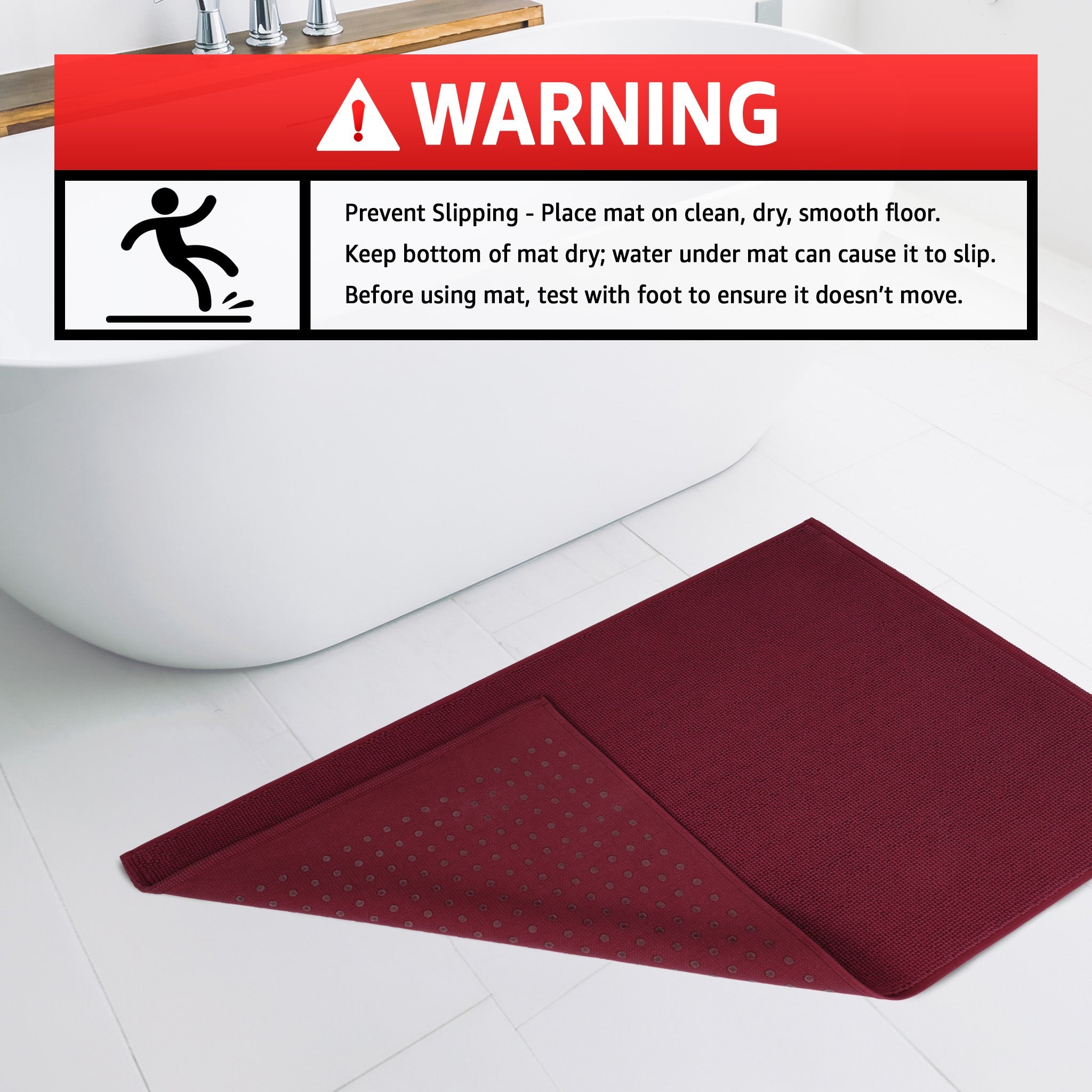 American Soft Linen 100% Cotton Bath Mat Rugs, 20x34 inches with Silicone Backing, Soft Absorbent Grip-Enhanced Bath Mats for Bathroom