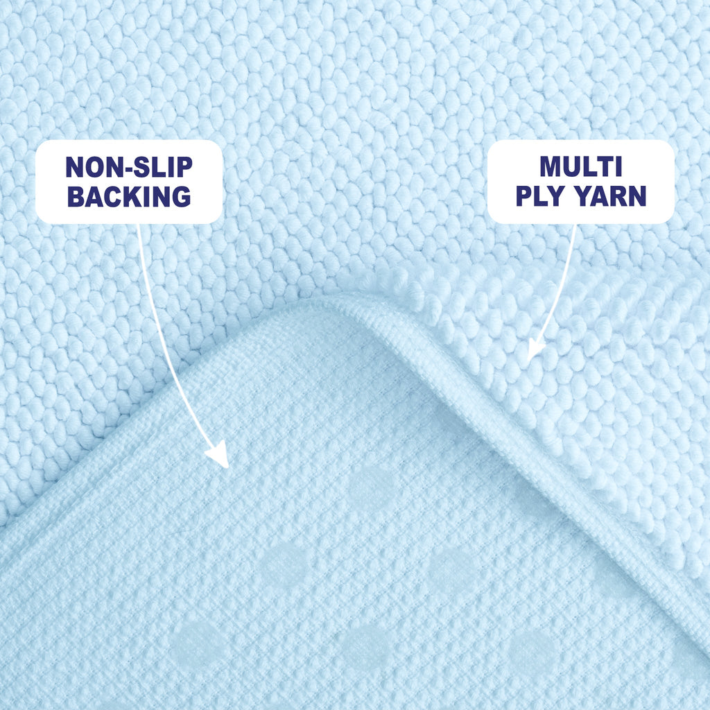 American Soft Linen 100% Cotton Bath Mat Rugs, 20x34 inches with Silicone Backing, Soft Absorbent Grip-Enhanced Bath Mats for Bathroom