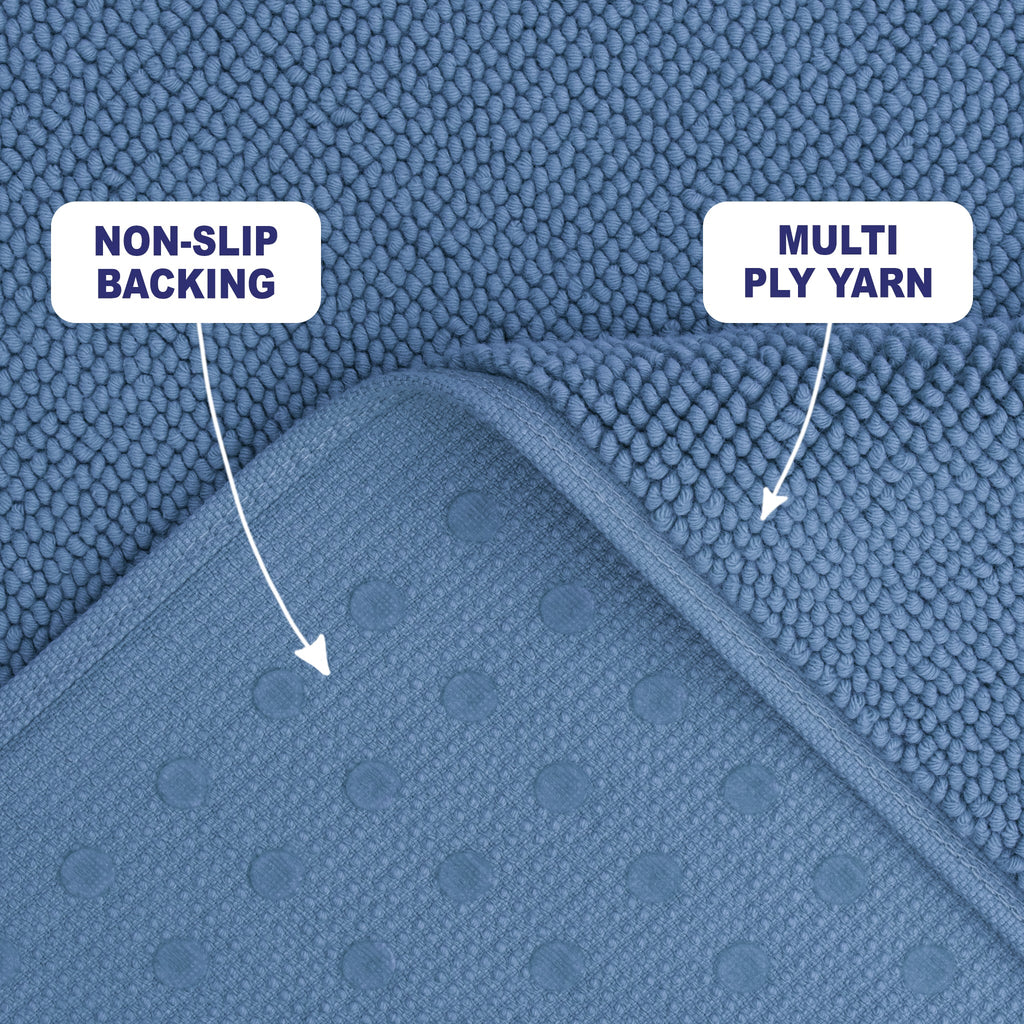 American Soft Linen 100% Cotton Bath Mat Rugs, 20x34 inches with Silicone Backing, Soft Absorbent Grip-Enhanced Bath Mats for Bathroom