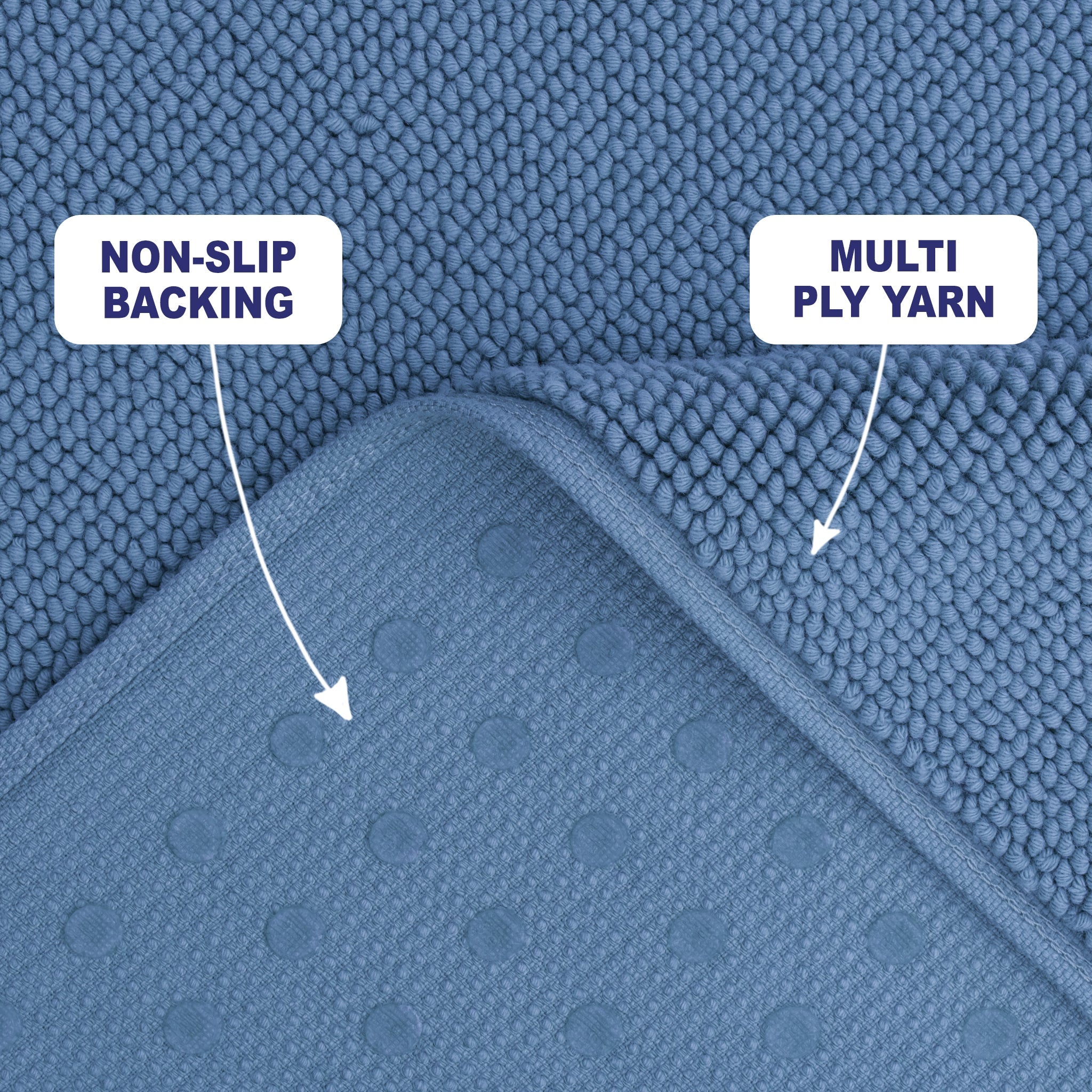 American Soft Linen 100% Cotton Bath Mat Rugs, 20x34 inches with Silicone Backing, Soft Absorbent Grip-Enhanced Bath Mats for Bathroom