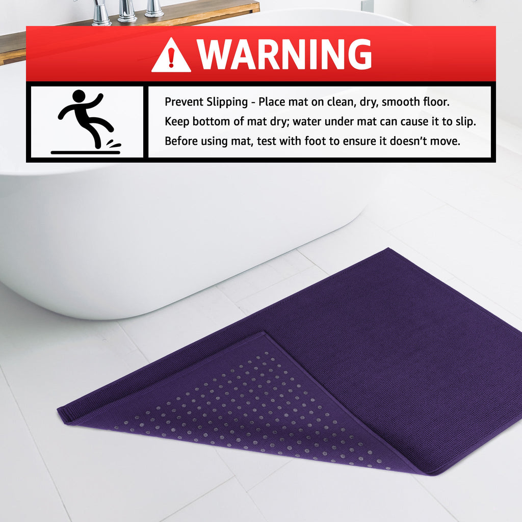 American Soft Linen 100% Cotton Bath Mat Rugs, 20x34 inches with Silicone Backing, Soft Absorbent Grip-Enhanced Bath Mats for Bathroom