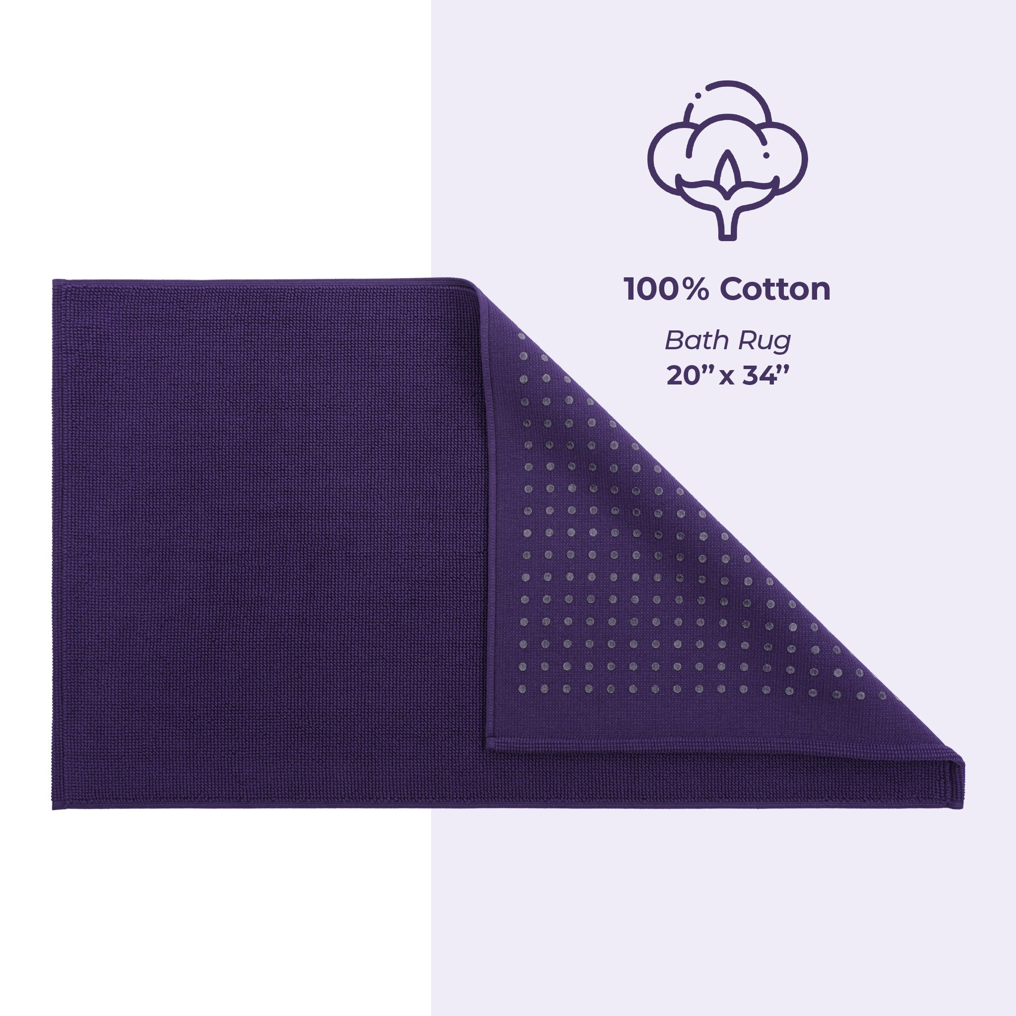 American Soft Linen 100% Cotton Bath Mat Rugs, 20x34 inches with Silicone Backing, Soft Absorbent Grip-Enhanced Bath Mats for Bathroom