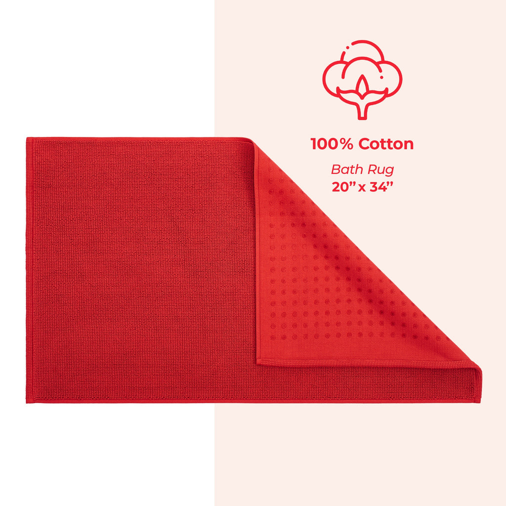 American Soft Linen 100% Cotton Bath Mat Rugs, 20x34 inches with Silicone Backing, Soft Absorbent Grip-Enhanced Bath Mats for Bathroom