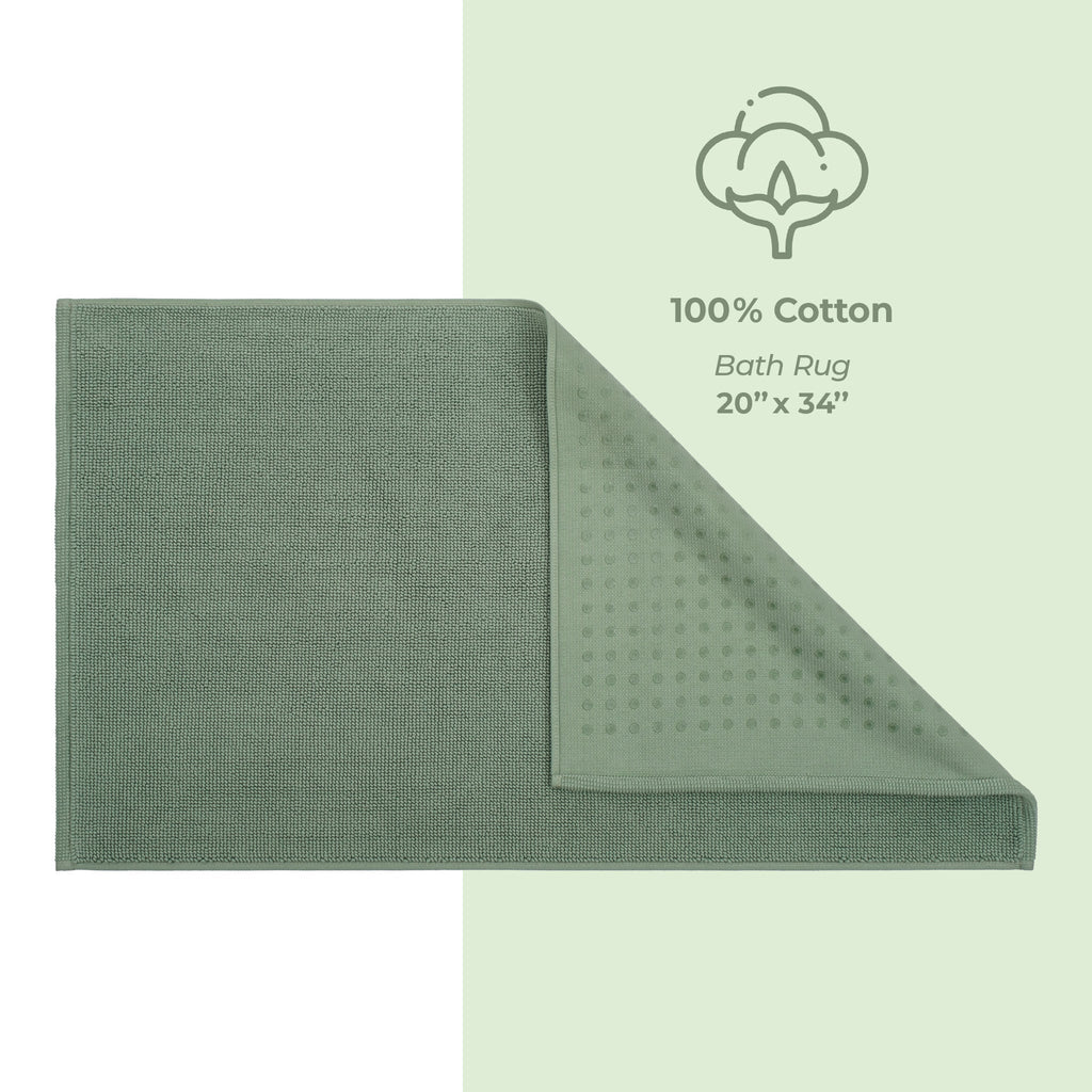 American Soft Linen 100% Cotton Bath Mat Rugs, 20x34 inches with Silicone Backing, Soft Absorbent Grip-Enhanced Bath Mats for Bathroom