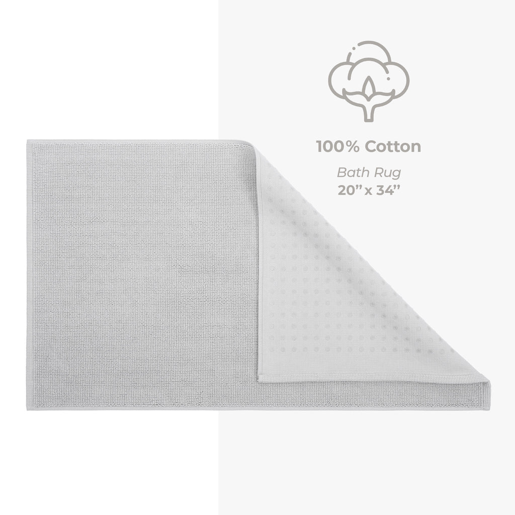 American Soft Linen 100% Cotton Bath Mat Rugs, 20x34 inches with Silicone Backing, Soft Absorbent Grip-Enhanced Bath Mats for Bathroom