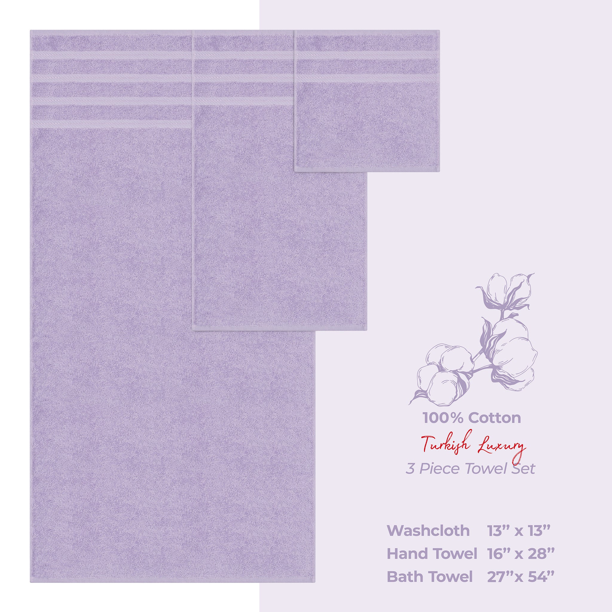 American Soft Linen 3 Piece 100% Cotton Extra Fluffy and Soft, Luxury Turkish Towel Set with 20 Different Colors
