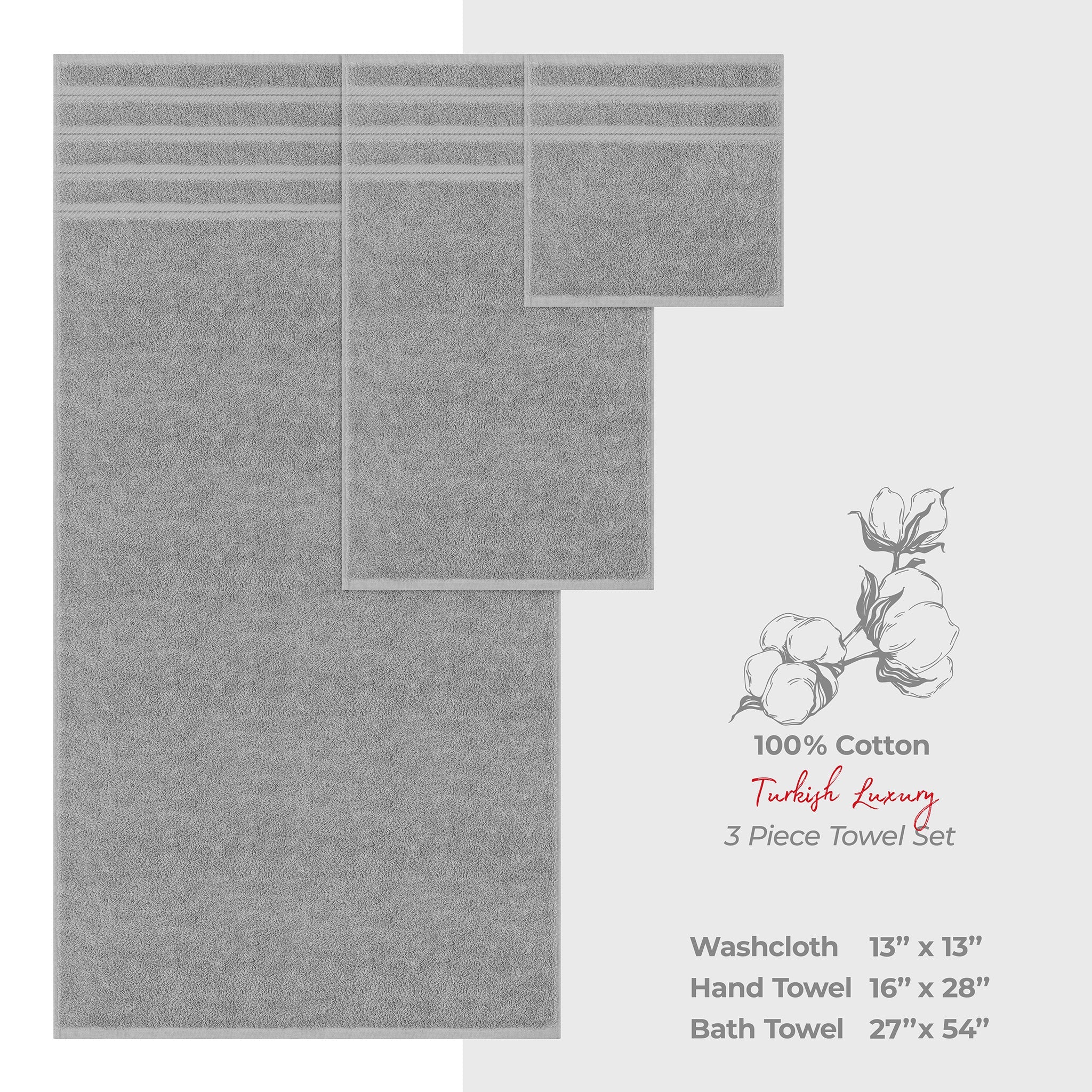 American Soft Linen 3 Piece 100% Cotton Extra Fluffy and Soft, Luxury Turkish Towel Set with 20 Different Colors