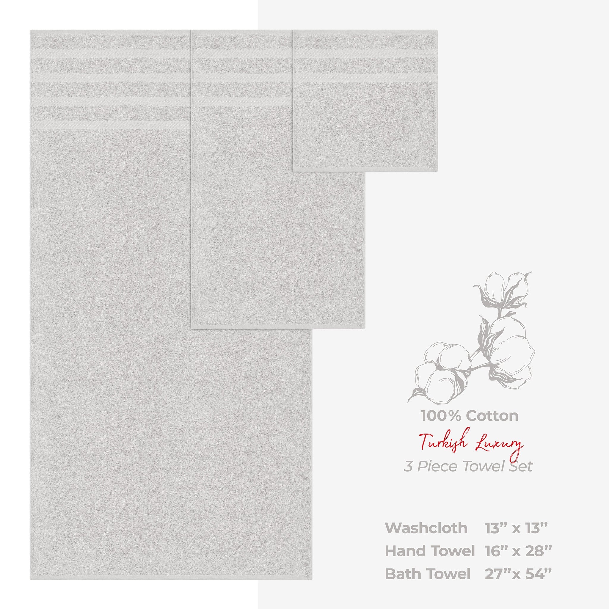 American Soft Linen 3 Piece 100% Cotton Extra Fluffy and Soft, Luxury Turkish Towel Set with 20 Different Colors