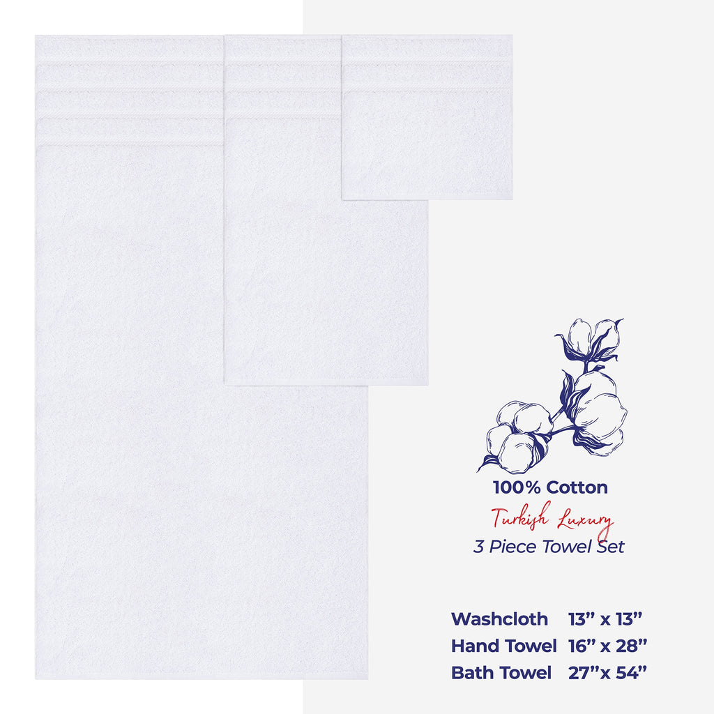 American Soft Linen 3 Piece 100% Cotton Extra Fluffy and Soft, Luxury Turkish Towel Set with 20 Different Colors