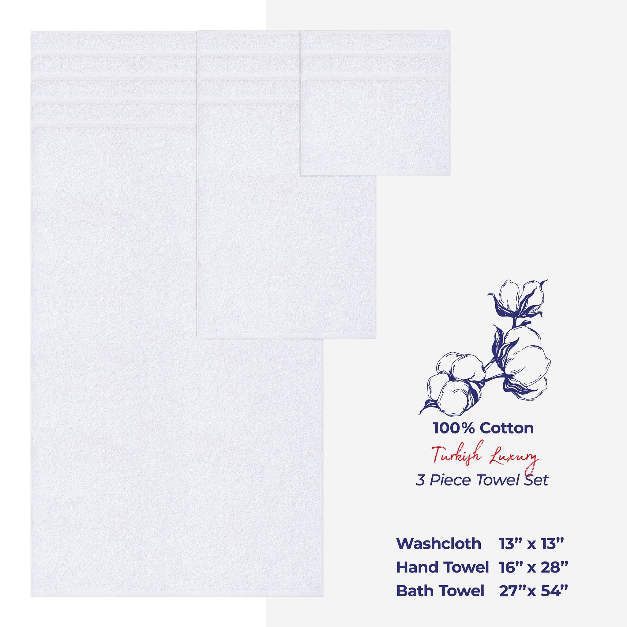 American Soft Linen 3 Piece 100% Cotton Extra Fluffy and Soft, Luxury Turkish Towel Set with 20 Different Colors