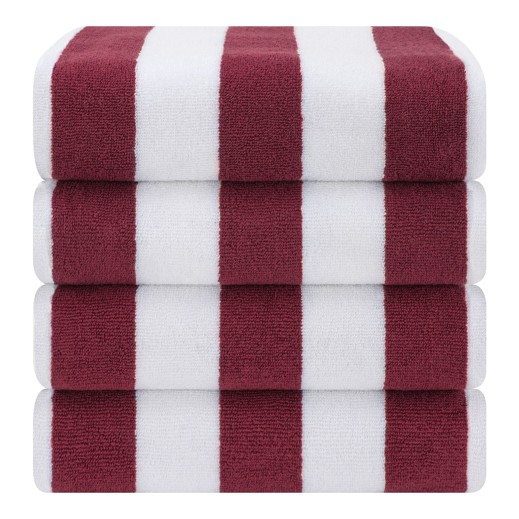 American Soft Linen, Premium Cotton 4 Pack Beach Towels, 30" x 60" Cabana Striped Pool Towels
