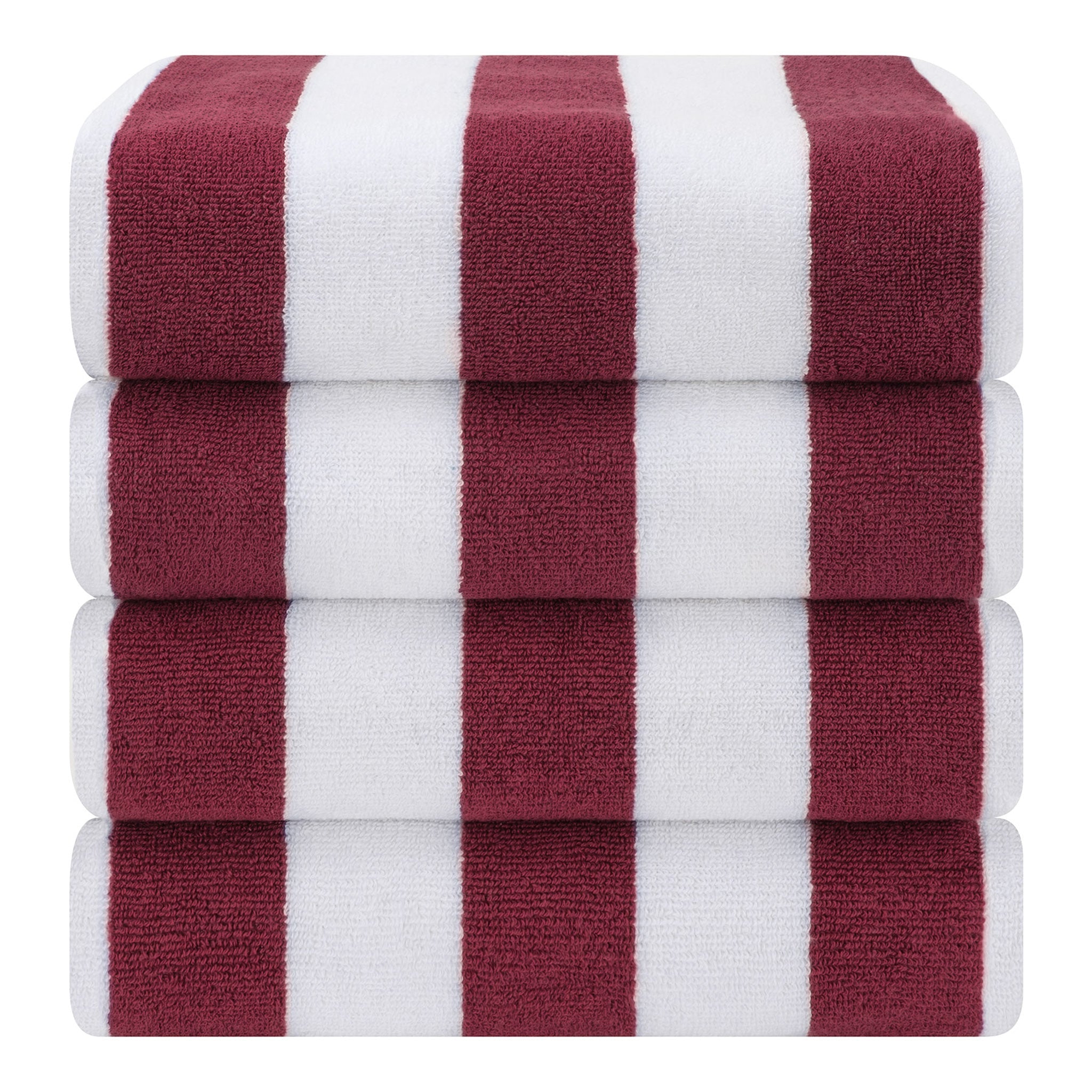 American Soft Linen, Premium Cotton 4 Pack Beach Towels, 30" x 60" Cabana Striped Pool Towels
