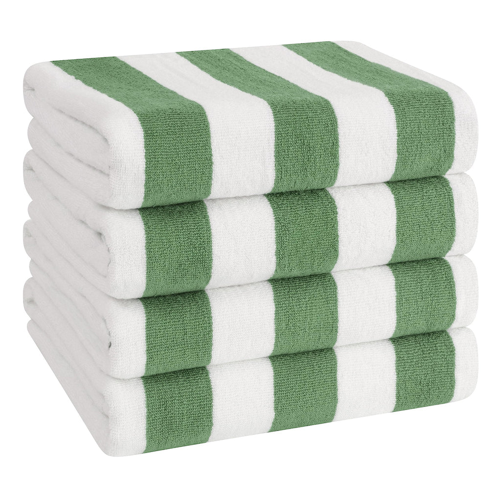 American Soft Linen, Premium Cotton 4 Pack Beach Towels, 30" x 60" Cabana Striped Pool Towels