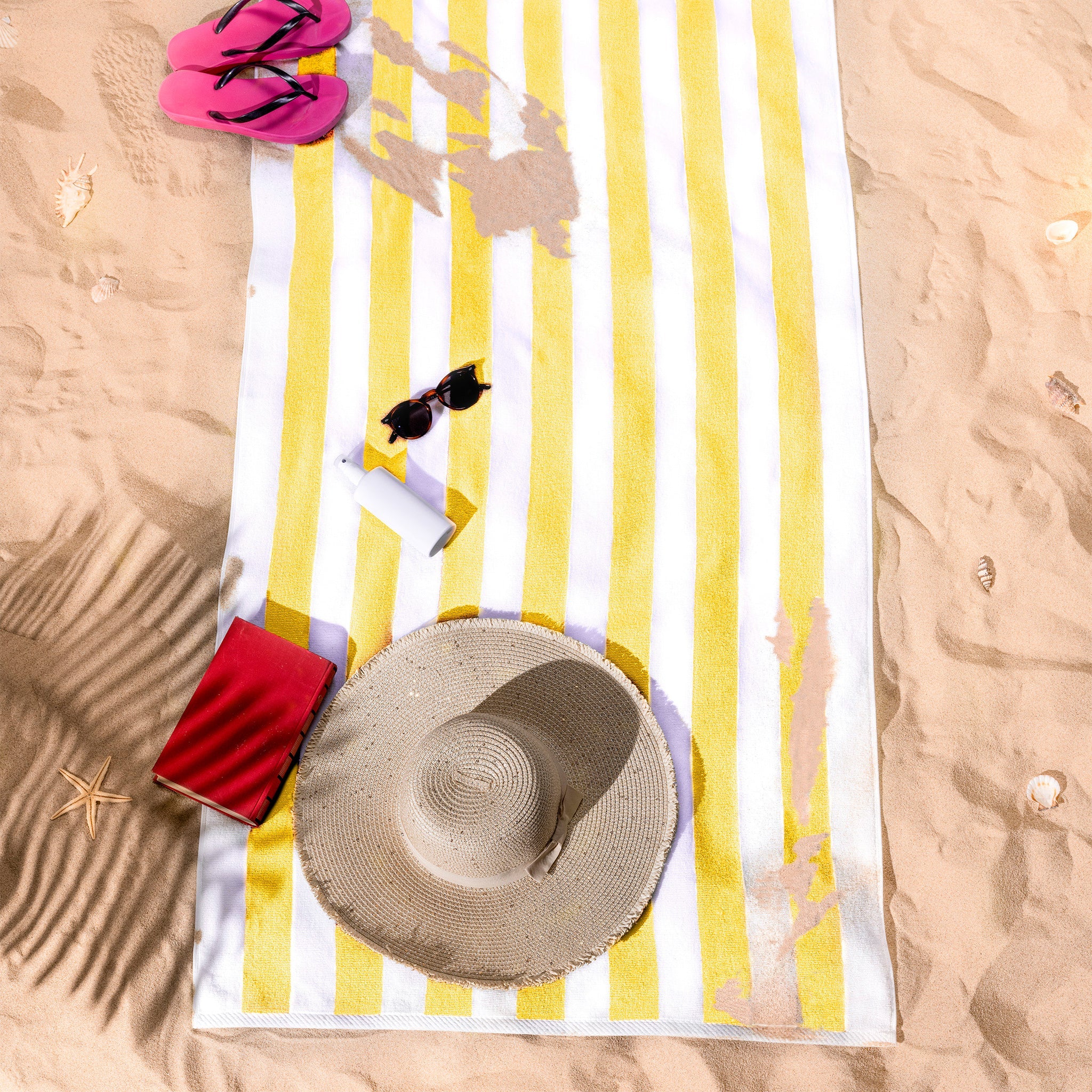 American Soft Linen, Premium Cotton 4 Pack Beach Towels, 30" x 60" Cabana Striped Pool Towels