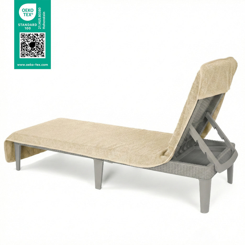 American Soft Linen Chaise Lounge Covers with Pocket, Premium Cotton, 86x32 Inches