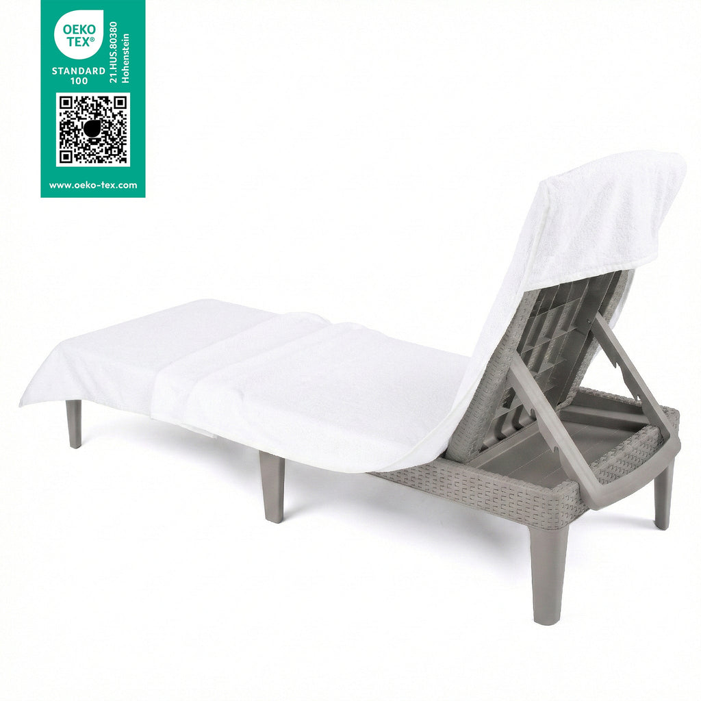 American Soft Linen Chaise Lounge Covers with Pocket, Premium Cotton, 86x32 Inches