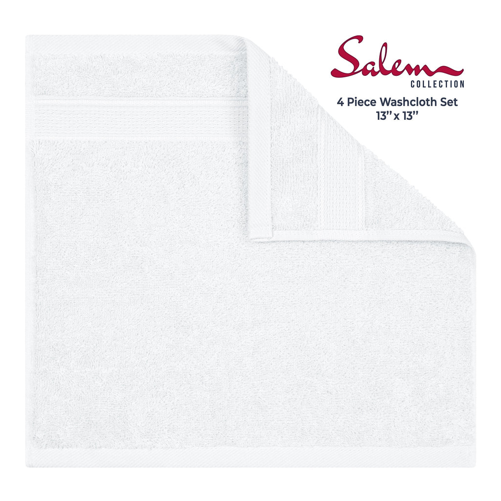 American Soft Linen 100% Cotton, Salem 4 Piece Washcloth Set for Bathroom and Kitchen