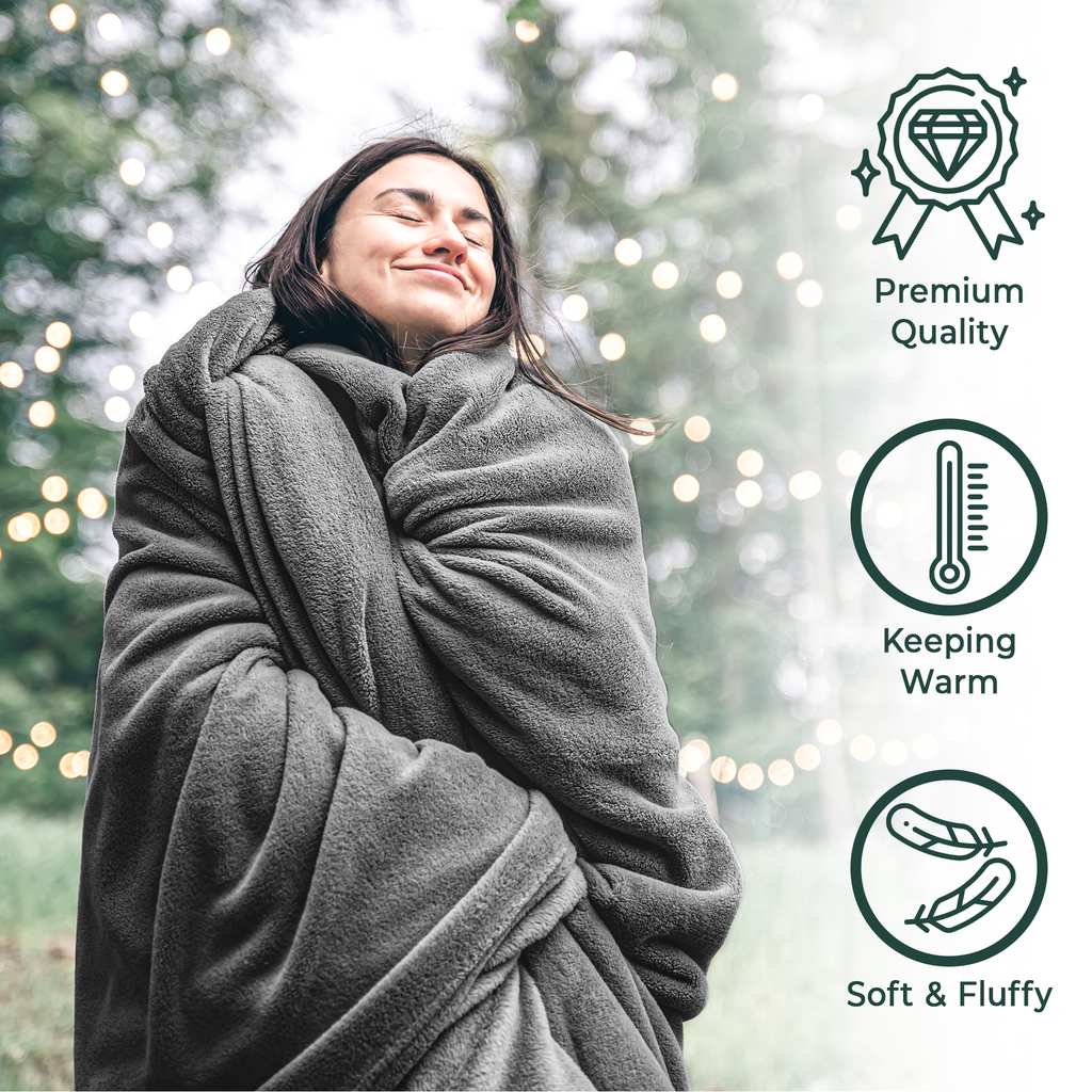 American Soft Linen Bedding Fleece Blanket, Plush Fuzzy Cozy Soft Blanket for Bed, Sofa, Couch