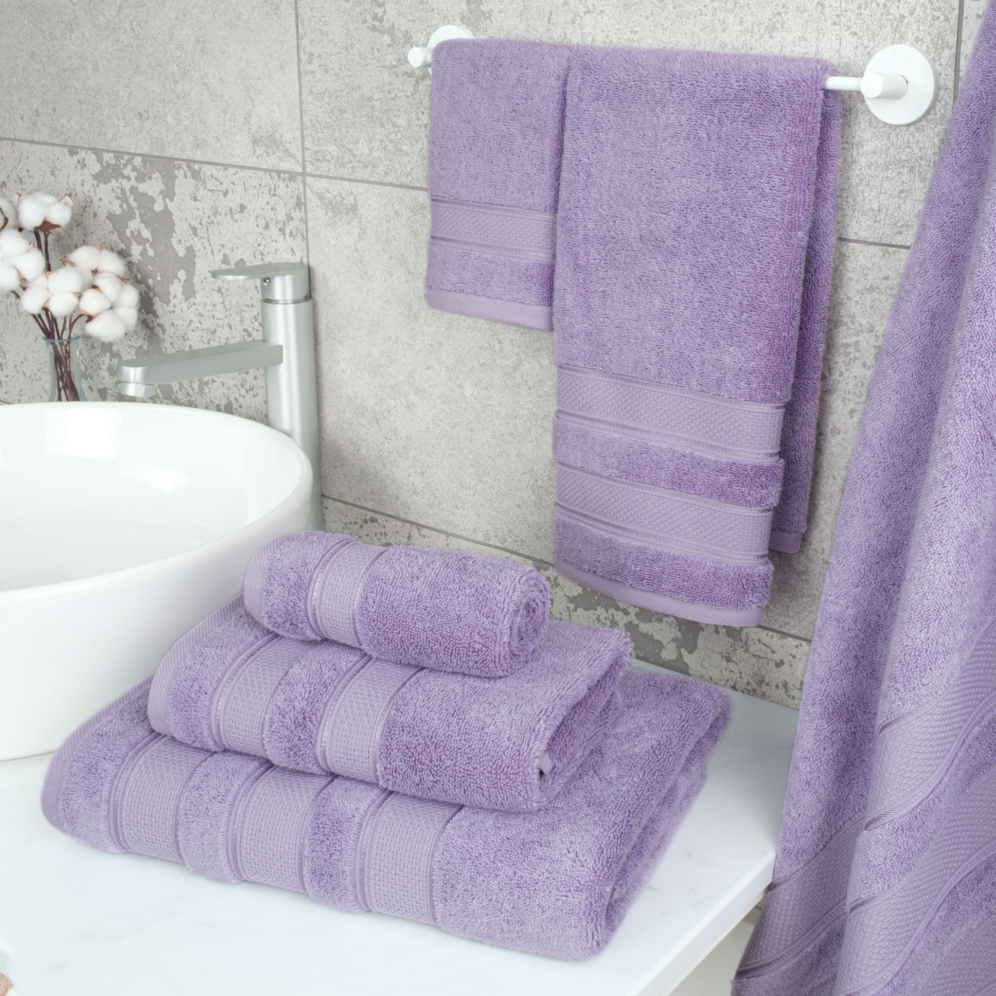 Salem 6 Piece 100% Cotton Luxury Bath Towel Set - 10 Set Case Pack