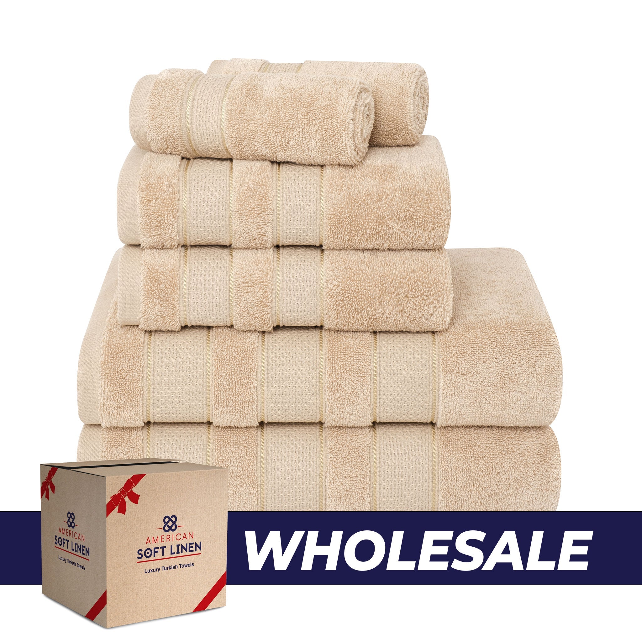 Salem 6 Piece 100% Cotton Luxury Bath Towel Set - 10 Set Case Pack