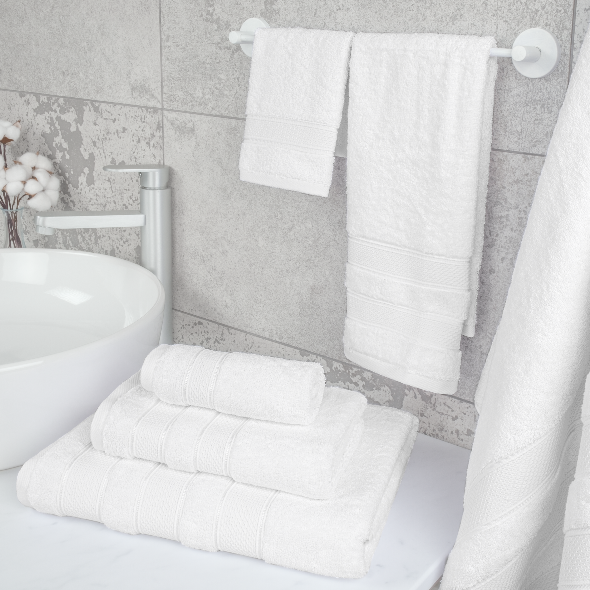 Salem 6 Piece 100% Cotton Luxury Bath Towel Set - 10 Set Case Pack