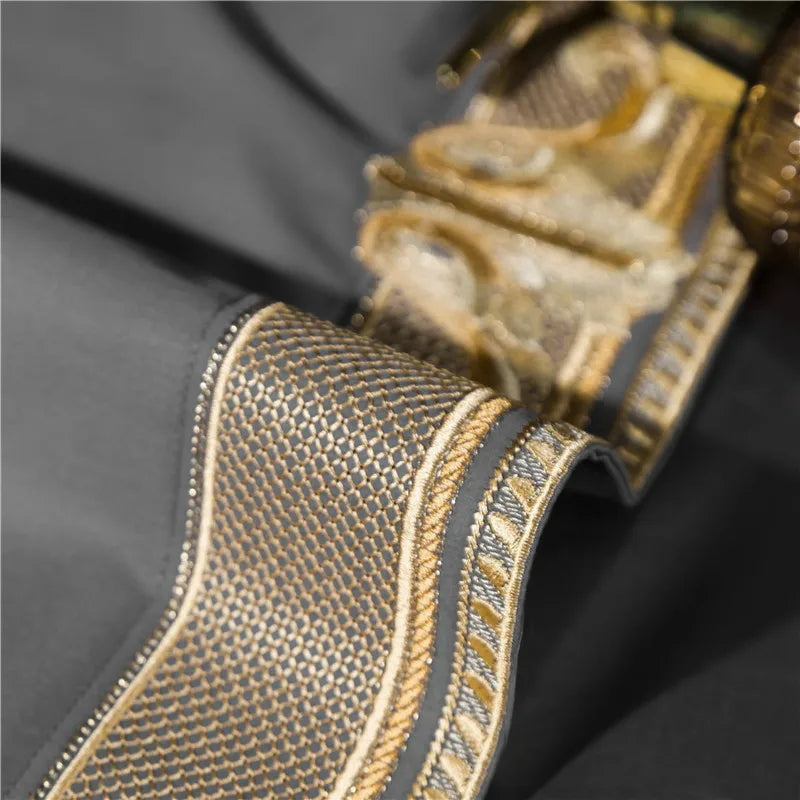 Anahi Embroidered Motif Border Egyptian Cotton Bedding Set | 3CARATS