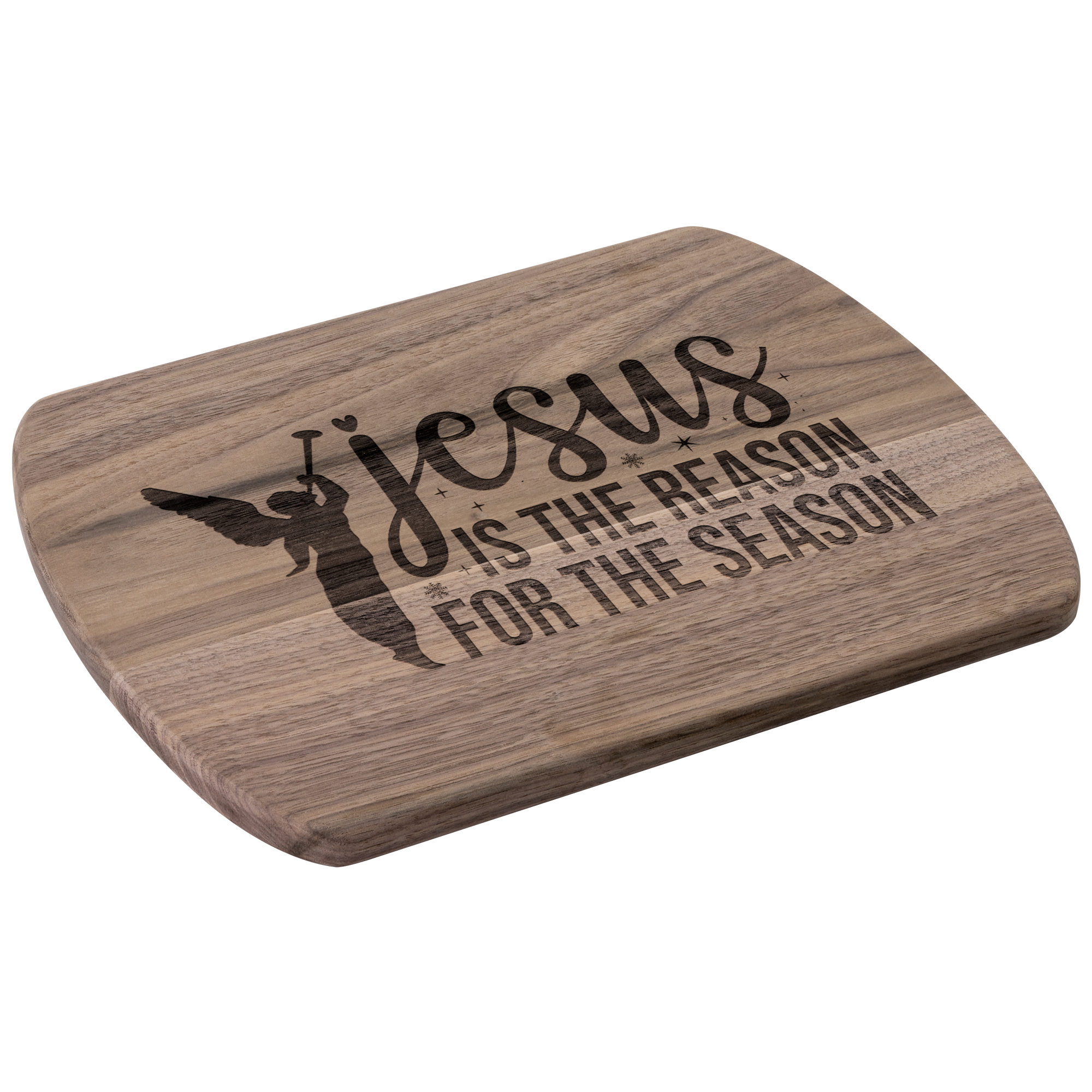 Angel Proclaims Jesus is the Reason for the Season Hardwood Cutting Board