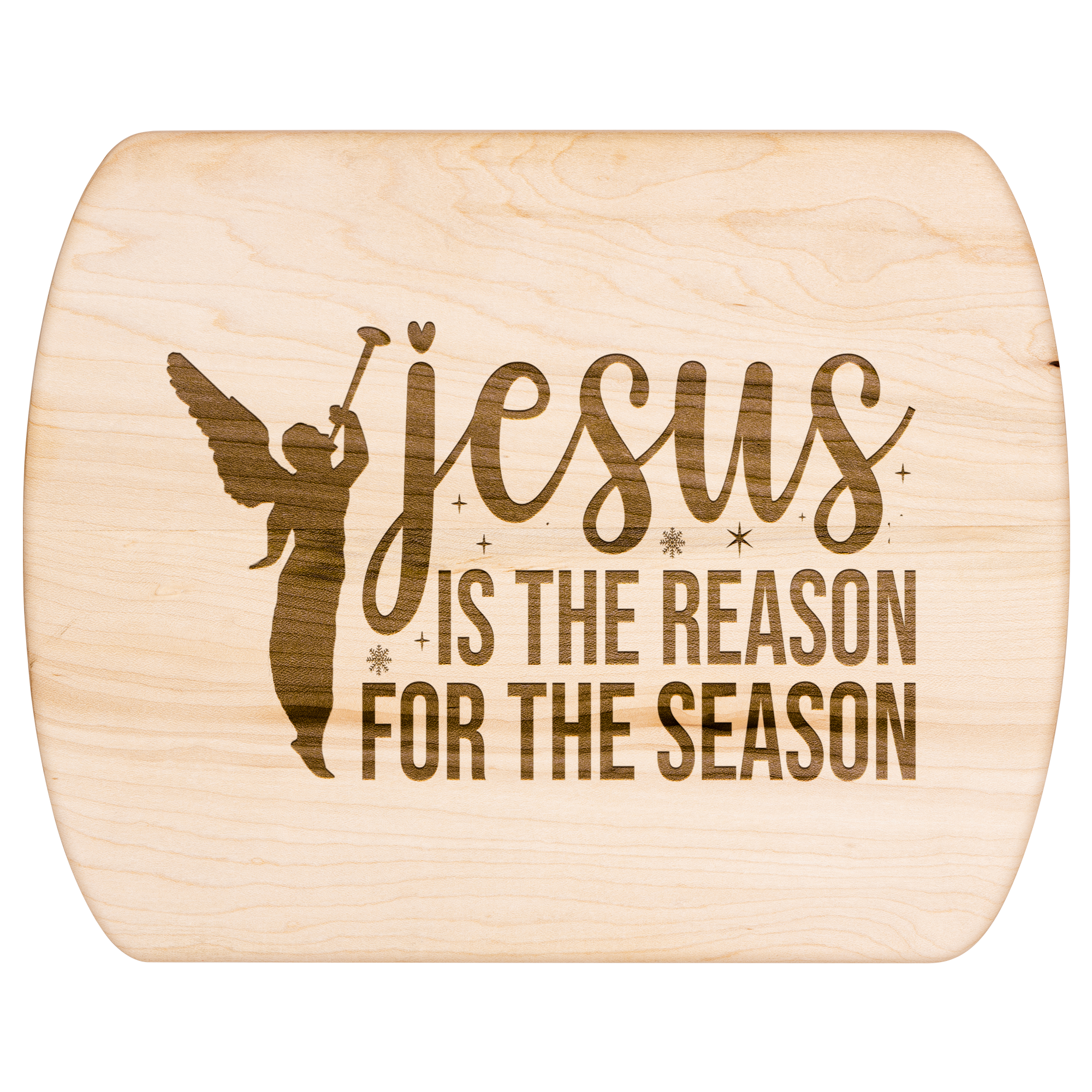 Angel Proclaims Jesus is the Reason for the Season Hardwood Cutting Board
