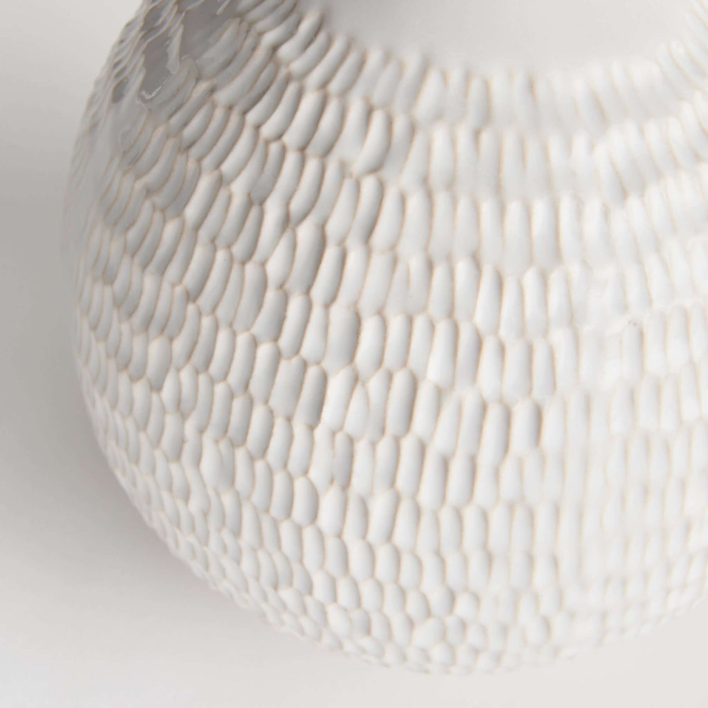 Artisan Vintage-Style White Ceramic Accent Vase