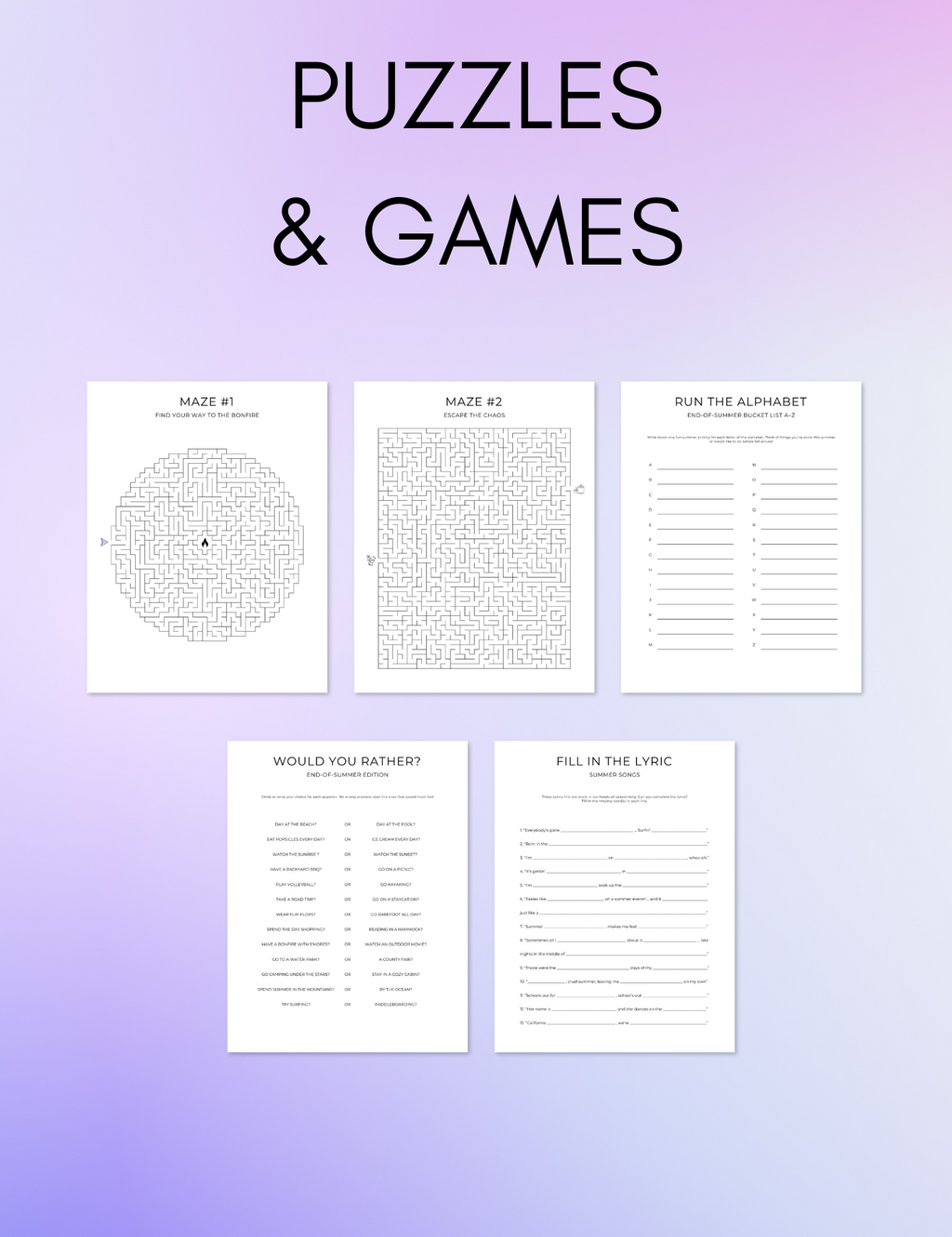 August Activity Book Bundle (Digital + Printable)