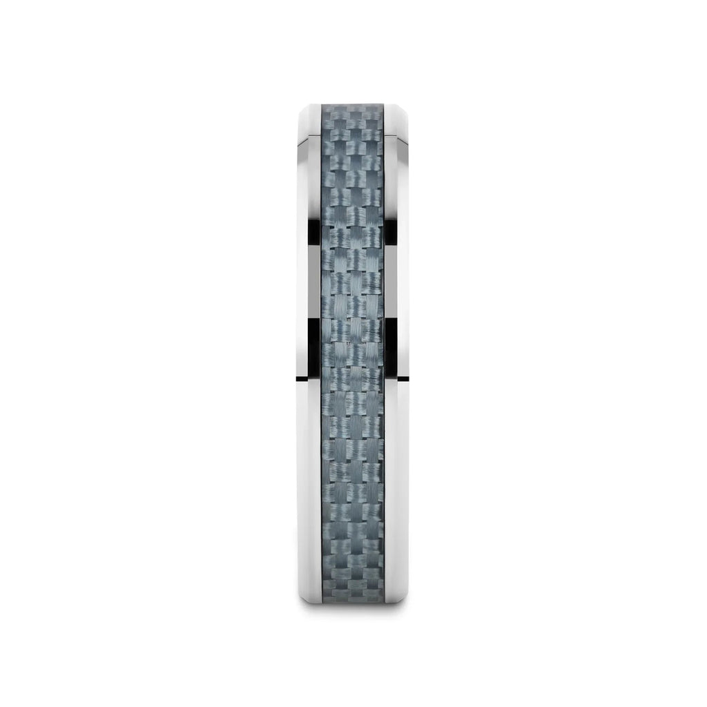 AUGUSTUS Blue Carbon Fiber Inlay Tungsten Carbide Band - 4mm - 10mm