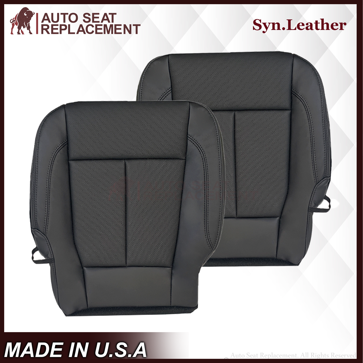 2018-2021 Ford Expedition XLT Replacement Genuine Leather /Syn. Leather Seat Cover: Black Perforated