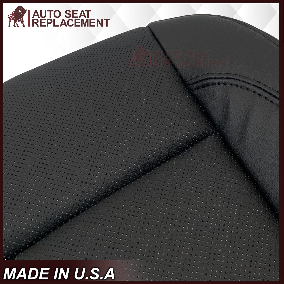 2018-2021 Ford Expedition XLT Replacement Genuine Leather /Syn. Leather Seat Cover: Black Perforated