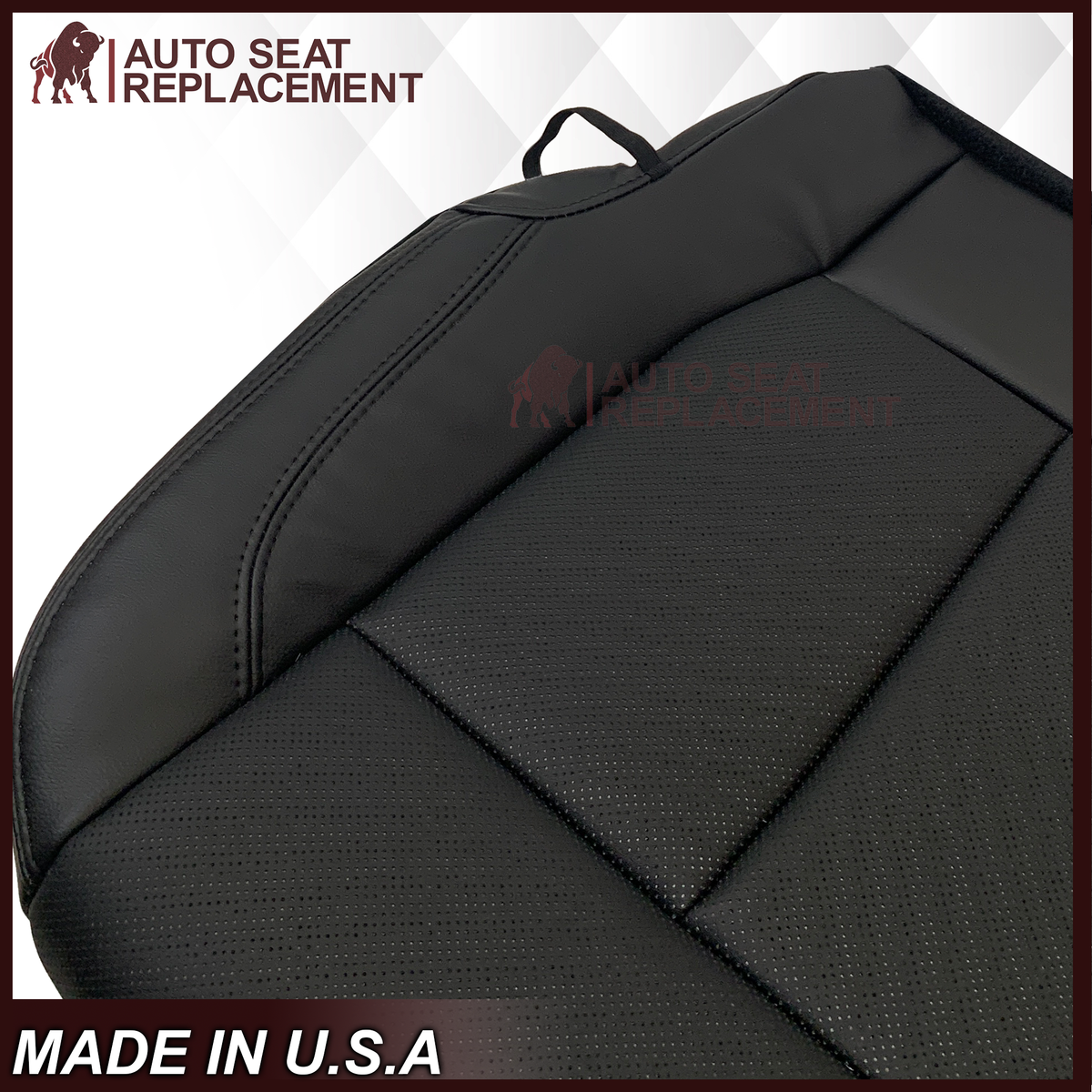 2018-2021 Ford Expedition XLT Replacement Genuine Leather /Syn. Leather Seat Cover: Black Perforated