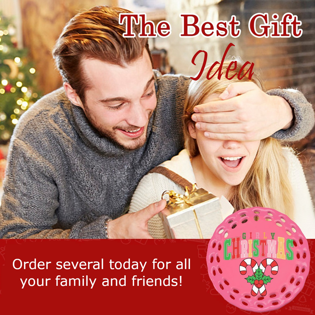 Pink Girly Christmas Round Cutout Ceramic Ornament