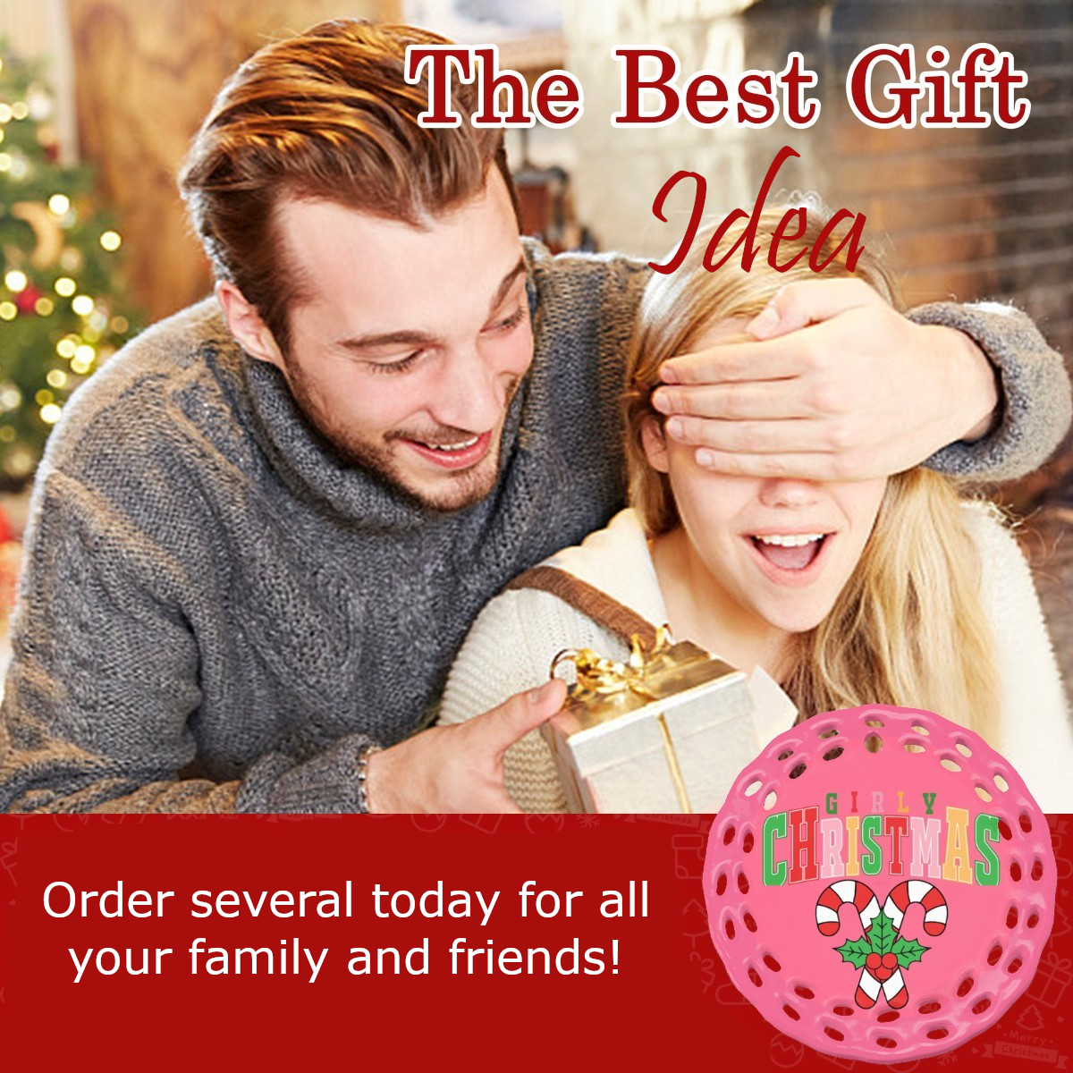Pink Girly Christmas Round Cutout Ceramic Ornament