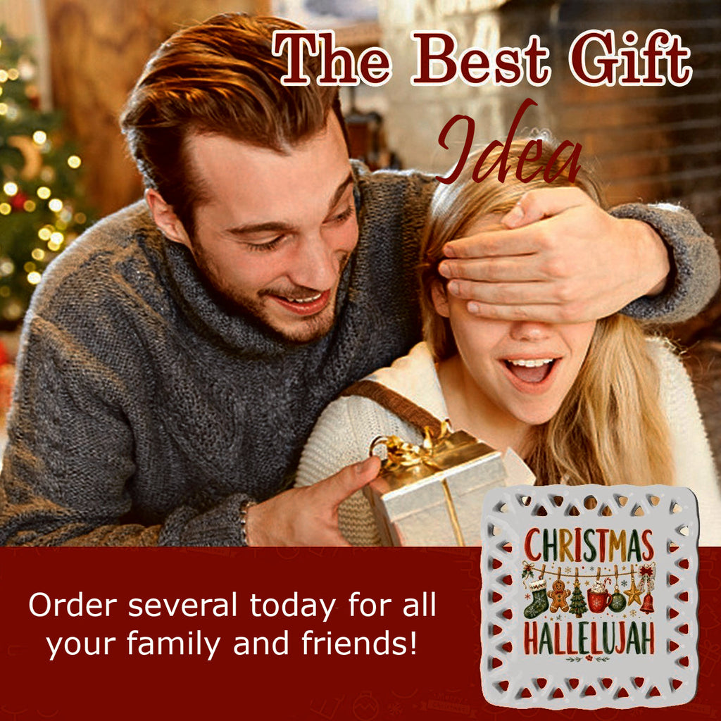 Christmas Hallelujah Square Cutout Ceramic Ornament