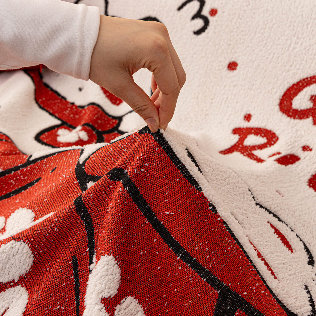 Chinese New Year Sofa Throw Cover Blanket, Decor Festive Red Fu Pattern Couch Cover