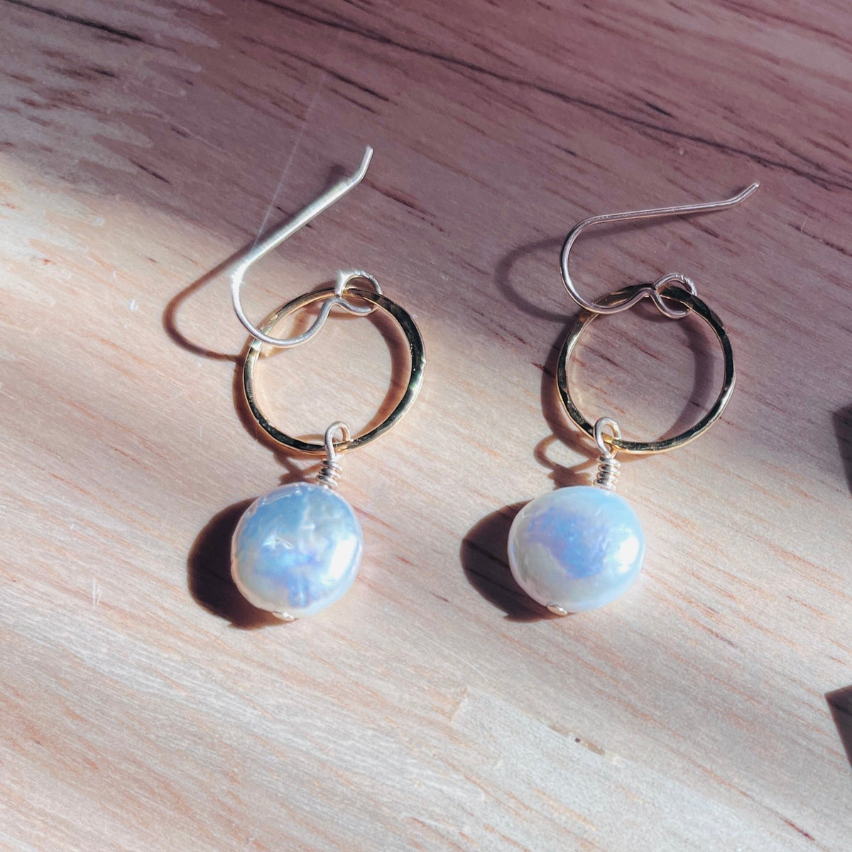 14k gold filled or sterling silver WANDERLUST COIN PEARL EARRINGS