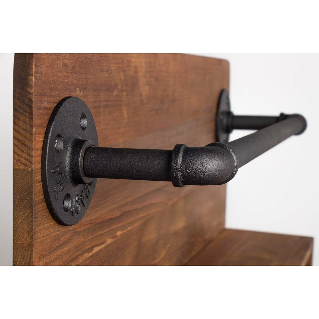 4 Bottle Rustic Farmhouse Wall Mounted Wine Rack with Glass Holder