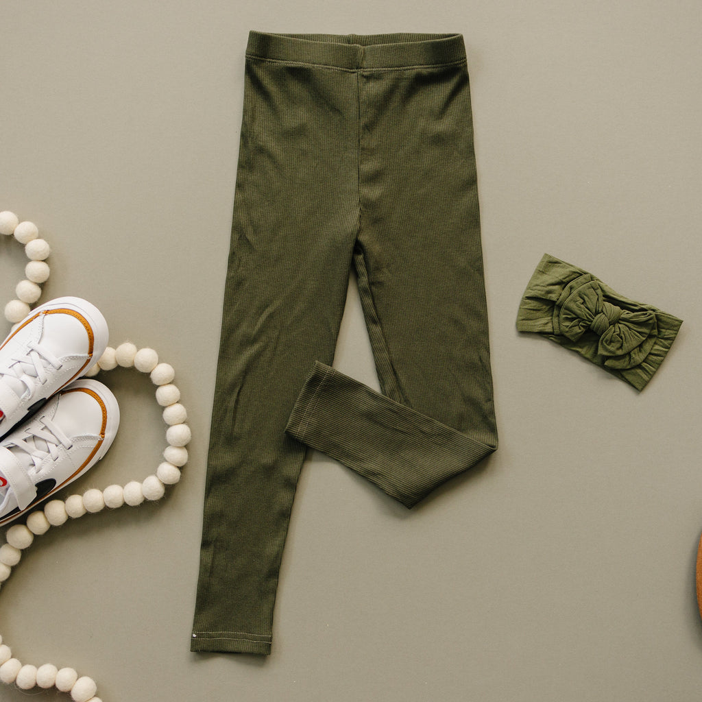 Ribbed Bamboo Leggings - Green or Red Christmas Coordinating