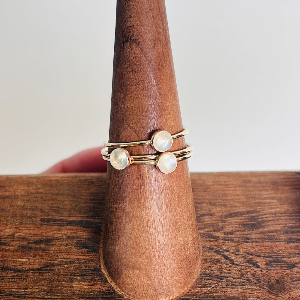 14K Gold Filled RAINBOW MOONSTONE GEMSTONE RING