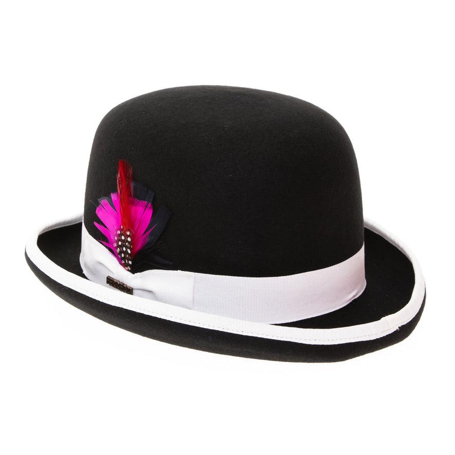 Ferrecci Premium Wool Black and White Derby Bowler Hat