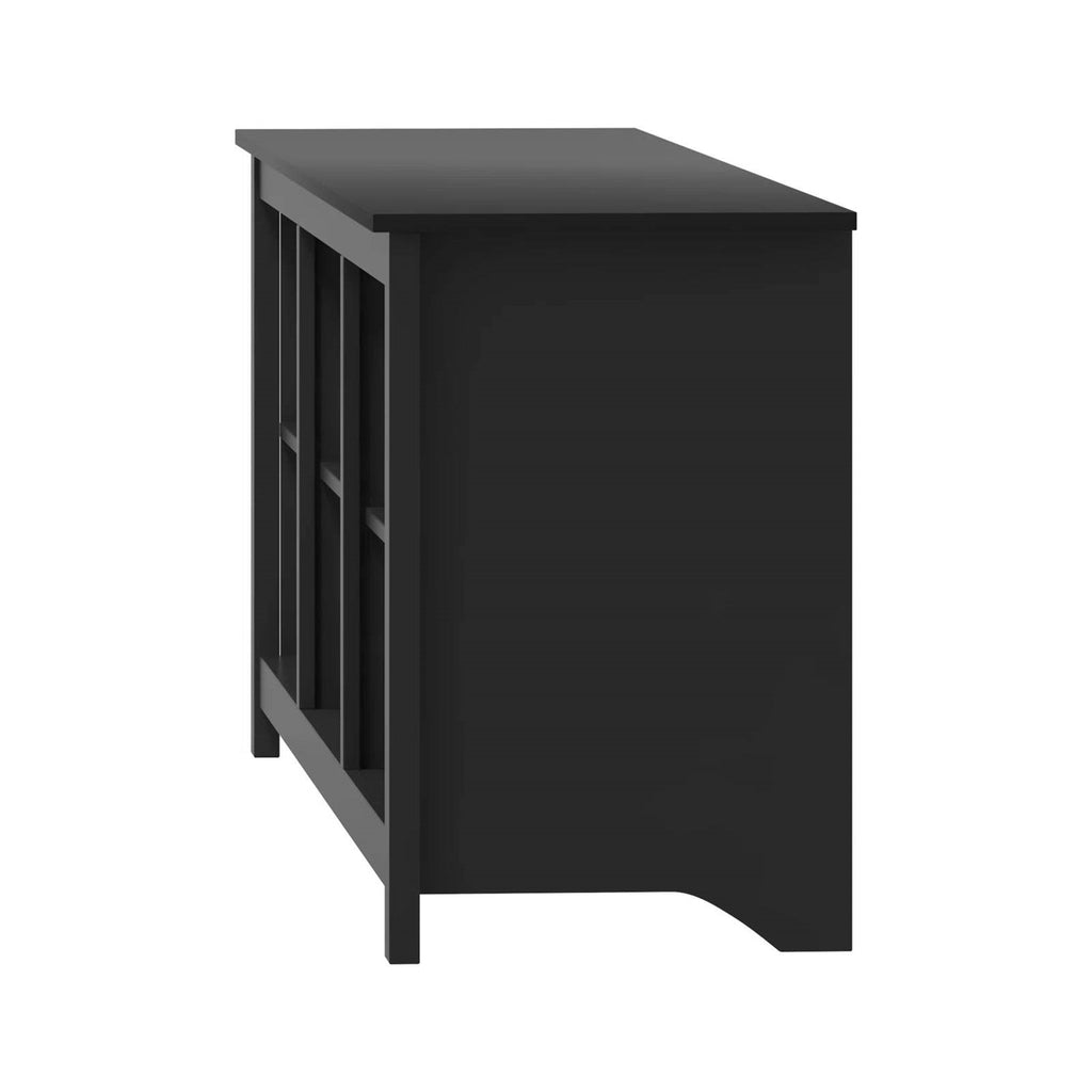 Farmhouse TV Stand in Black Wood Finish - for TVs up to 70-inch