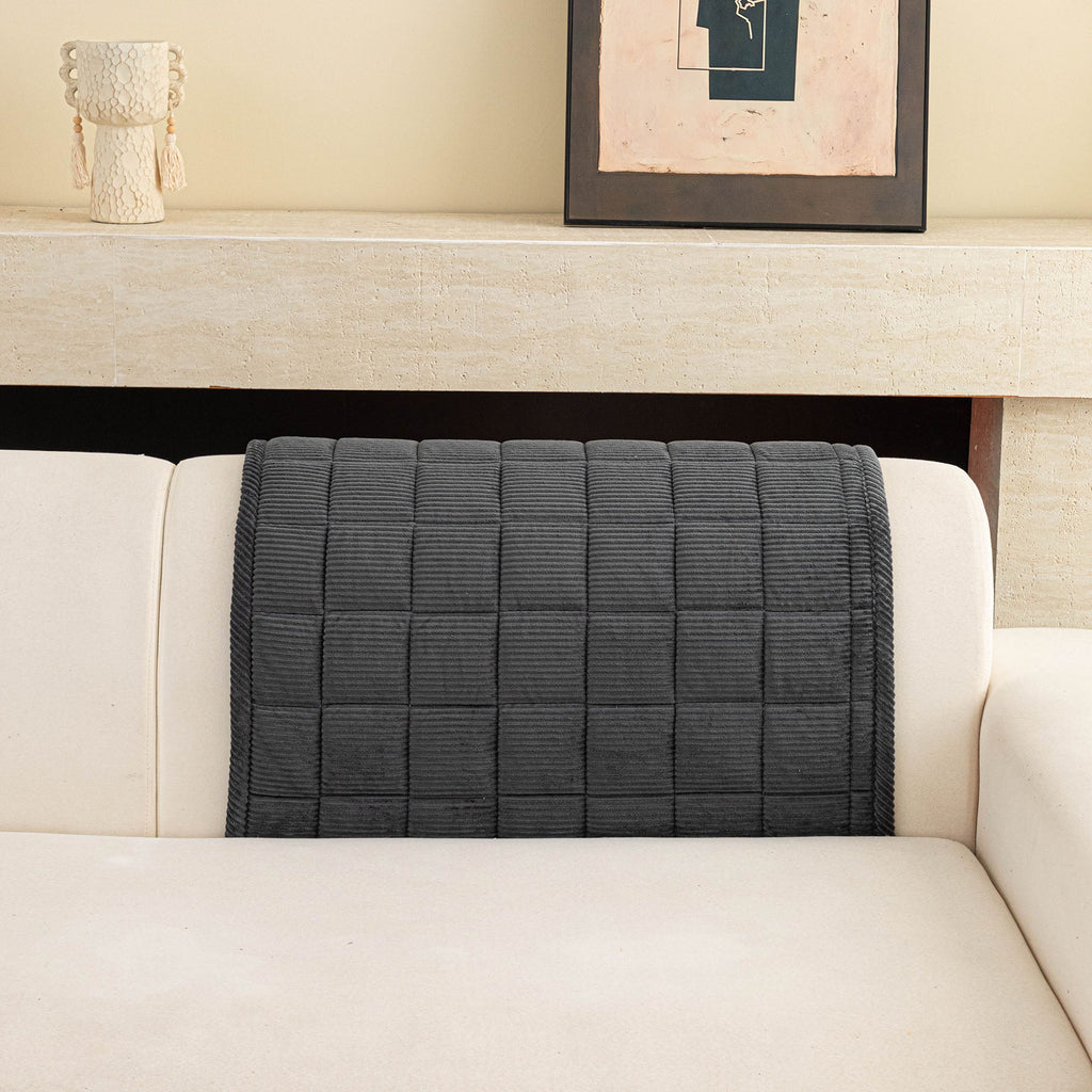 Quilted Corduroy Couch Topper, Non-Slip Soft Padded Sofa Protector for Pets & Kids