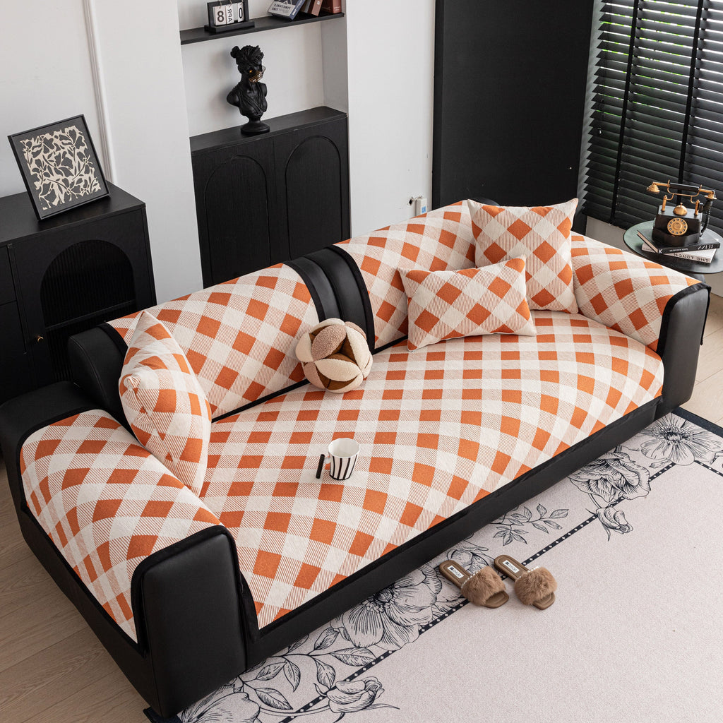 Non-Slip Chenille Sofa Slipcover Modern Geometric Sofa Protector Fits Most Sofas